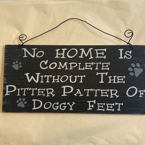 Dog pet sign/plaque Young’s Inc wooden black grey white wire hanger